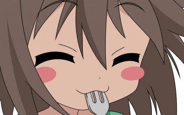 Картинка аниме lucky+star девушка взгляд фон