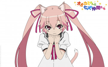 Картинка аниме ookami-san+to+shichinin+no+nakama-tachi девушка взгляд фон