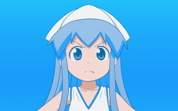 Картинка аниме shinryaku +ika+musume девушка взгляд фон