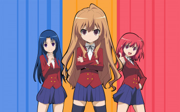 Картинка аниме toradora девушки взгляд фон