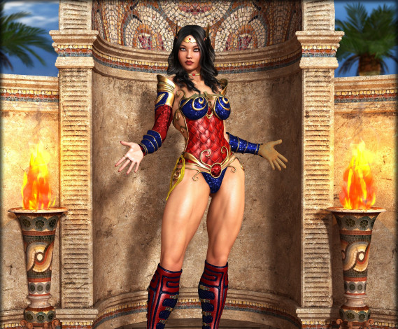 Обои картинки фото 3д графика, фантазия , fantasy, фон, взгляд, девушка