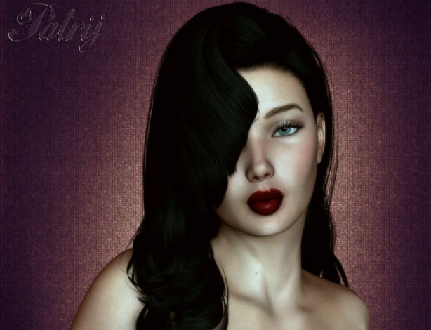 Обои картинки фото 3д графика, люди , people, взгляд, девушка, фон