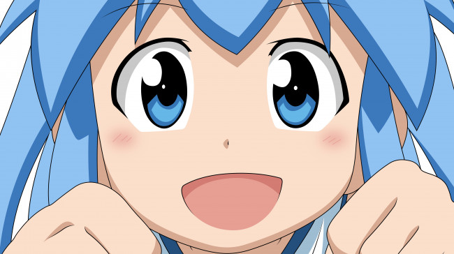 Обои картинки фото аниме, shinryaku,  ika musume, девушка, взгляд, фон