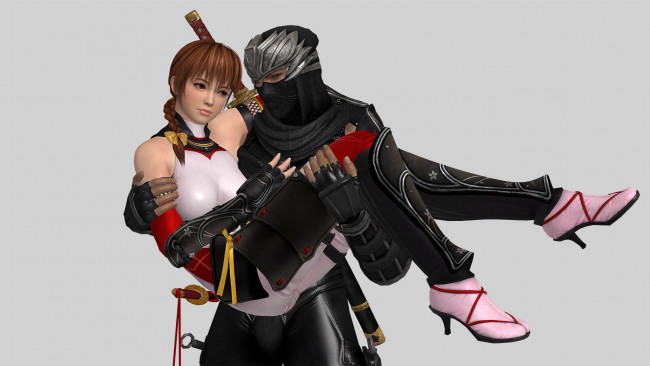 Обои картинки фото 3д графика, фантазия , fantasy, фон, ниндзя, взгляд, девушка