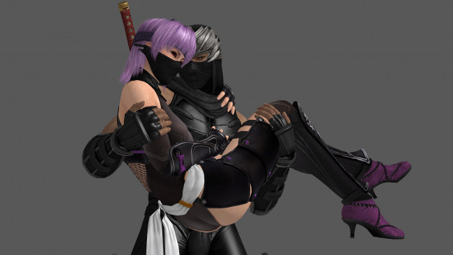 Обои картинки фото 3д графика, фантазия , fantasy, ниндзя, фон, взгляд, девушка