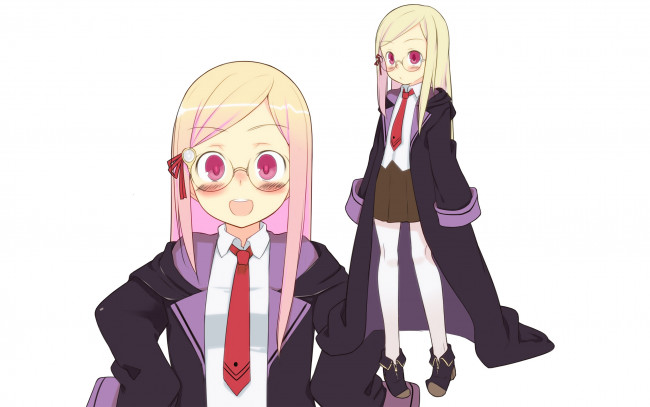 Обои картинки фото аниме, ookami-san to shichinin no nakama-tachi, девушки, взгляд, фон