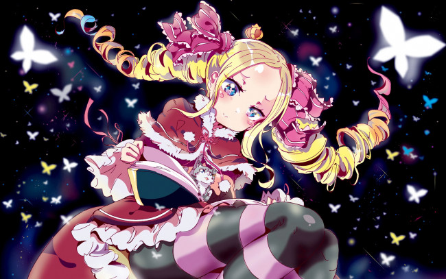 Обои картинки фото аниме, re,  zero kara hajimeru isekai seikatsu, фон, взгляд, девушка