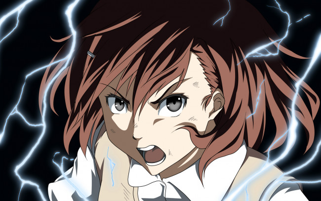 Обои картинки фото аниме, toaru majutsu no index, фон, взгляд, девушка