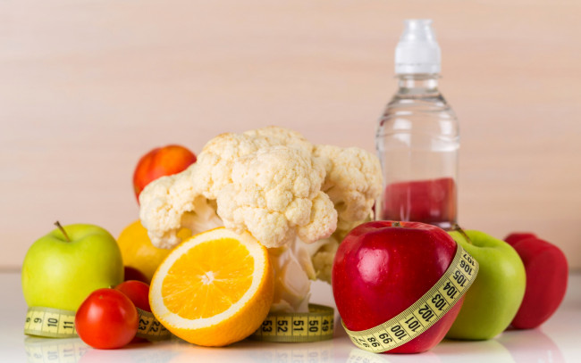 Обои картинки фото еда, фрукты и овощи вместе, яблоки, orange, капуста, помидоры, апельсины, apples, tomatoes