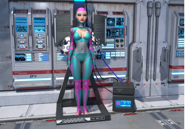 Обои картинки фото 3д графика, фантазия , fantasy, фон, взгляд, девушка