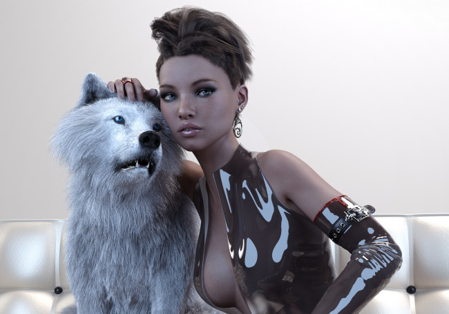 Обои картинки фото 3д графика, люди , people, фон, взгляд, девушка