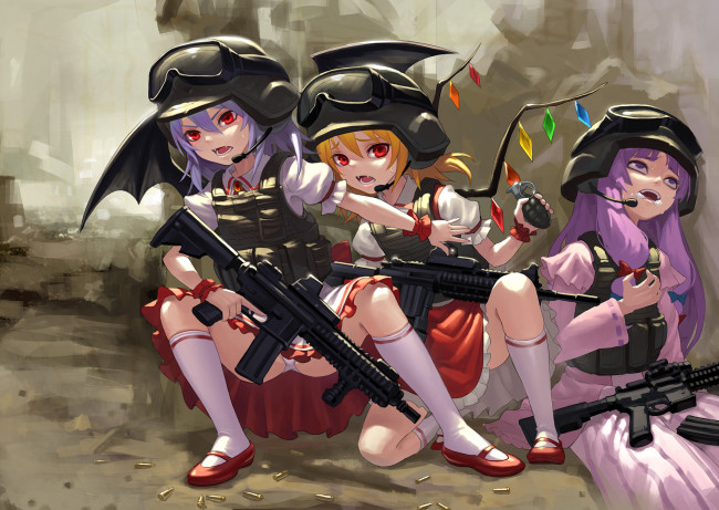 Обои картинки фото аниме, touhou, девочки