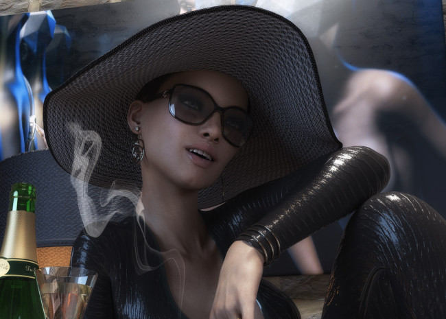 Обои картинки фото 3д графика, люди , people, фон, взгляд, девушка