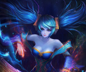 Картинка видео+игры league+of+legends фон взгляд девушка sona