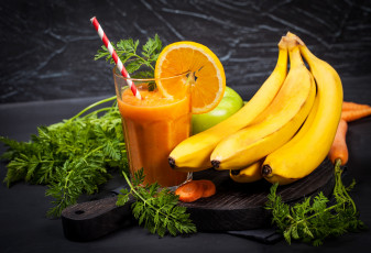 Картинка еда напитки +коктейль апельсин лимон зелень смузи банан