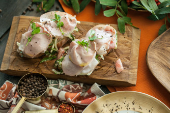 Картинка еда бутерброды +гамбургеры +канапе буженина зелень