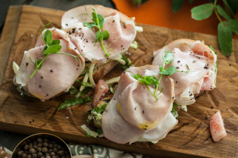 Картинка еда бутерброды +гамбургеры +канапе зелень буженина