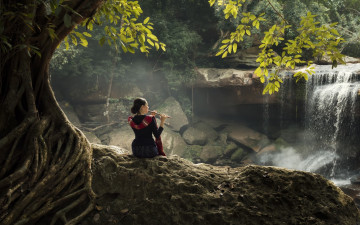 Картинка музыка -+другое флейта пейзаж девушка