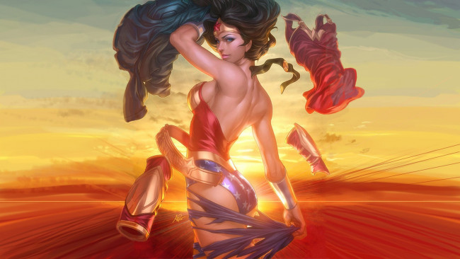 Обои картинки фото рисованное, комиксы, марвел, чудо-женщина, супергерой, постоянного, тока