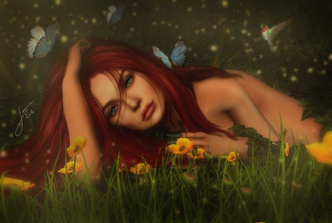 Обои картинки фото рисованное, люди, фон, взгляд, девушка