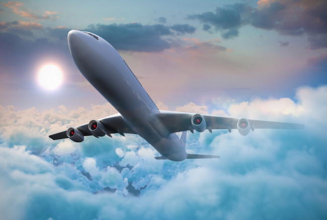 Обои картинки фото авиация, 3д, рисованые, v-graphic, полет, самолет