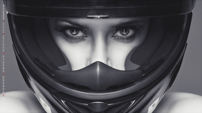 Обои картинки фото календари, компьютерный дизайн, взгляд, лицо, шлем, девушка, женщина, calendar, 2019