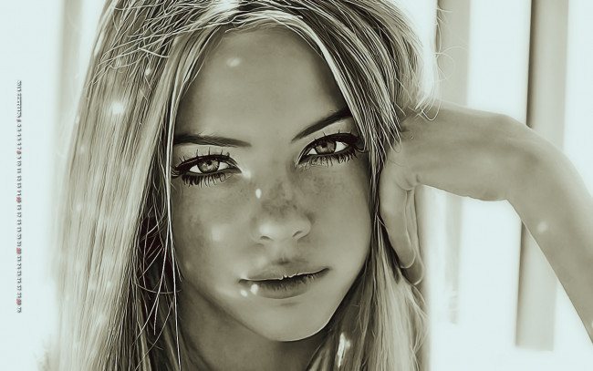 Обои картинки фото календари, компьютерный дизайн, девушка, лицо, взгляд, женщина, calendar, 2019