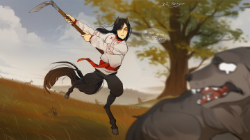 Картинка фэнтези существа вазила коса волк