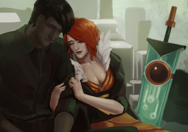 Обои картинки фото фэнтези, люди, пара, меч