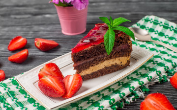 Картинка еда пирожные +кексы +печенье мята пирожное клубника