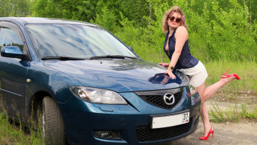 обоя автомобили, -авто с девушками, mazda, 3