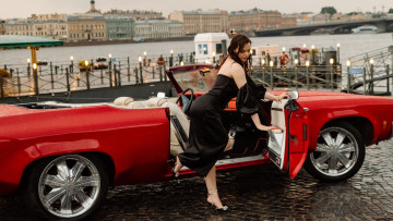 обоя автомобили, -авто с девушками, oldsmobile, holiday