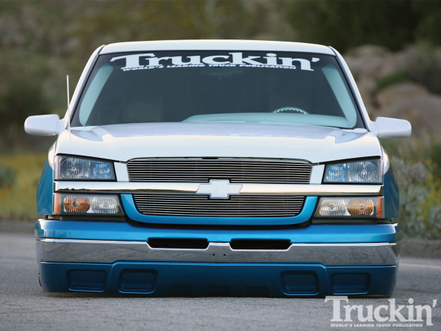 Обои картинки фото 2003, chevy, silverado, автомобили, custom, pick, up