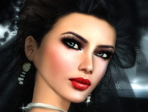 Картинка 3д графика portraits портрет брюнетка взгляд серьги девушка