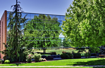 Картинка города здания дома отражение зеркало