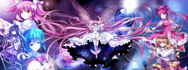 Обои картинки фото аниме, mahou, shoujo, madoka, magika, девушки