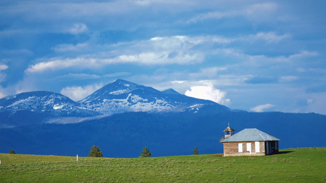 Обои картинки фото природа, горы, дерево, дом