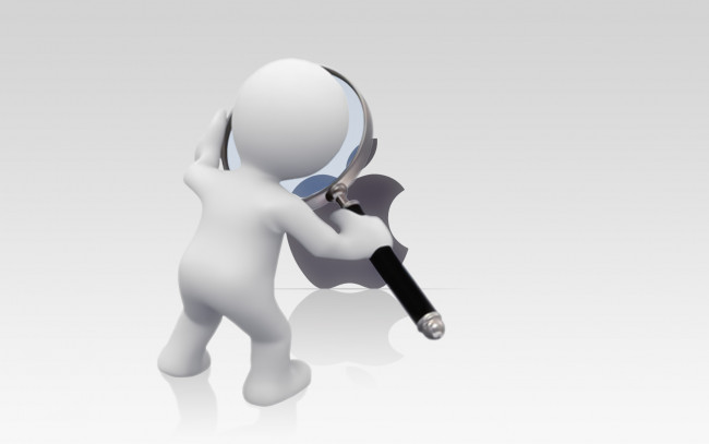 Обои картинки фото компьютеры, apple, logo, фон, яблоко, логотип, лупа