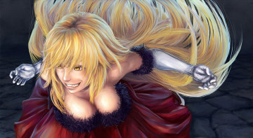 Картинка аниме bakemonogatari девушка клыки перчатки kissshot+acerolaorion+heartunderblade платье