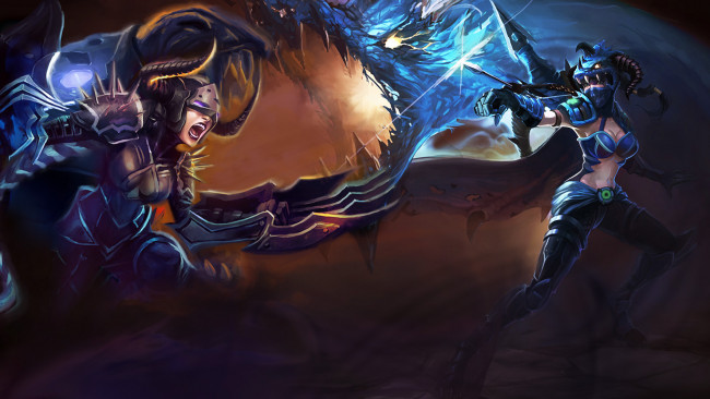 Обои картинки фото league, of, legends, видео, игры, шипы, девушки