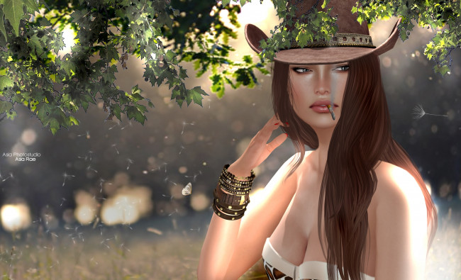 Обои картинки фото 3д, графика, people, люди, сигарета, шляпа