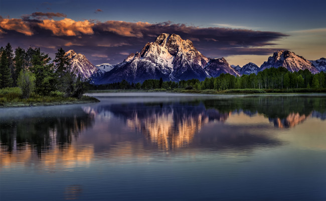Обои картинки фото grand, teton, national, park, wyoming, природа, реки, озера, гранд-титон, гора, моран, отражение, река, снейк, mount, moran, snake, river, вайоминг