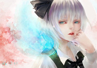 Картинка аниме touhou лицо бант konpaku youmu взгляд белые волосы девушка ресницы