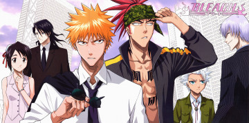 Картинка аниме bleach toshiro hitsugaya momo hinamori byakuya kuchiki renji abarai ichigo kurosaki shinigami gin ichimaru anime