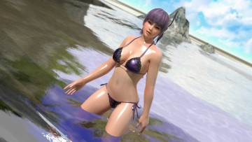 Картинка 3д+графика аниме+ anime пляж девушка взгляд