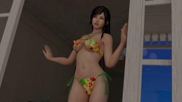 Картинка 3д+графика люди+ people дверь девушка взгляд купальник