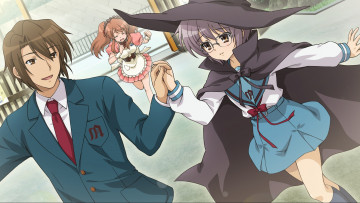 Картинка аниме the+melancholy+of+haruhi+suzumiya парень suzumiya haruhi no yuutsu девушки nagato yuki asahina mikuru koizumi itsuki