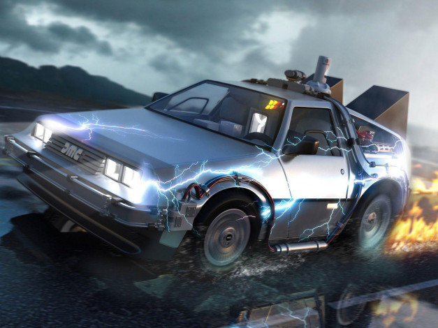 Обои картинки фото автомобили, 3д, future, the, to, back, dmc, 3d