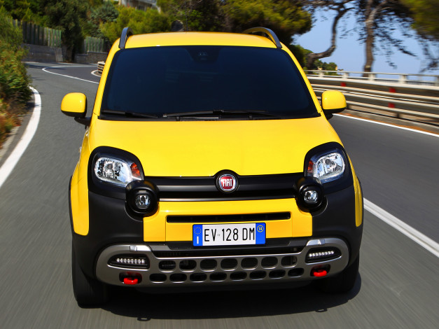 Обои картинки фото автомобили, fiat, 2014г, 319, cross, panda, желтый