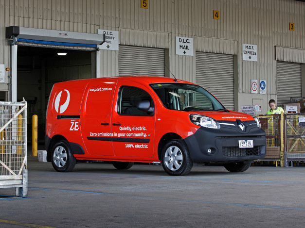 Обои картинки фото автомобили, renault, au, post, z-e, maxi, kangoo, красный, 2014г